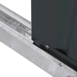 8' X 8' Globel Anthracite Grey Apex Metal Shed (2.45m X 2.47m) 36 8' X 8' Globel Anthracite Grey Apex Metal Shed (2.45m X 2.47m) -Zen Gardenia Sales lotus88ag 8x8 lotus anthracite grey metal shed close up6 min 1