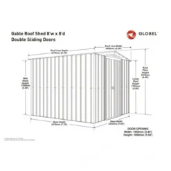 8' X 8' Globel Anthracite Grey Apex Metal Shed (2.45m X 2.47m) 24 8' X 8' Globel Anthracite Grey Apex Metal Shed (2.45m X 2.47m) -Zen Gardenia Sales lotus88ag 8x8 lotus anthracite grey metal shed drawing min 1