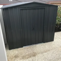 8' X 8' Globel Anthracite Grey Apex Metal Shed (2.45m X 2.47m) 29 8' X 8' Globel Anthracite Grey Apex Metal Shed (2.45m X 2.47m) -Zen Gardenia Sales lotus88ag 8x8 lotus anthracite grey metal shed insitu3 min 1