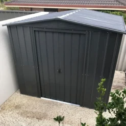 8' X 8' Globel Anthracite Grey Apex Metal Shed (2.45m X 2.47m) 30 8' X 8' Globel Anthracite Grey Apex Metal Shed (2.45m X 2.47m) -Zen Gardenia Sales lotus88ag 8x8 lotus anthracite grey metal shed insitu4 min 1