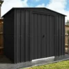 8' X 3' Globel Anthracite Grey Apex Metal Shed (2.34m X 0.82m) -Zen Gardenia Sales lotus8x3ags 8x3 lotus grey apex metal shed insitu1 min