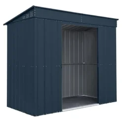 8' X 4' Globel Anthracite Grey Pent Metal Shed (2.42m X 1.24m) -Zen Gardenia Sales lotus8x4pentags 8x4 lotus grey pent metal shed cutout2 min