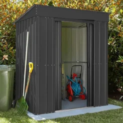 8' X 4' Globel Anthracite Grey Pent Metal Shed (2.42m X 1.24m)