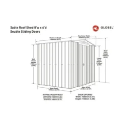 8' X 6' Globel Heritage Green Apex Metal Shed (2.45m X 1.85m) -Zen Gardenia Sales lotus8x6hgs 8x6 lotus green apex metal shed drawing min
