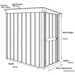 5' X 8' Globel Heritage Green Lean-To Metal Shed (1.55m X 2.42m) -Zen Gardenia Sales lotusleanto58hg 06