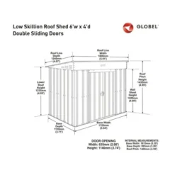 6' X 4' Globel Anthracite Grey Low Pent Metal Shed (1.8m X 1.24m) 23 6' X 4' Globel Anthracite Grey Low Pent Metal Shed (1.8m X 1.24m) -Zen Gardenia Sales lotuslowpent64agbun 6x4 lotus grey low pent metal shed drawing min
