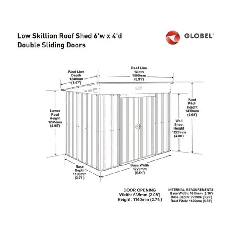 6' X 4' Globel Anthracite Grey Low Pent Metal Shed (1.8m X 1.24m) 13 6' X 4' Globel Anthracite Grey Low Pent Metal Shed (1.8m X 1.24m) - Image 11
