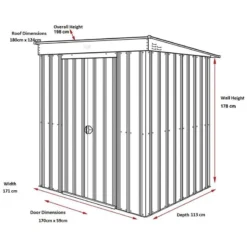 6' X 4' Globel Heritage Green Pent Metal Shed (1.8m X 1.24m) -Zen Gardenia Sales lotuspent6x4hg 05 1