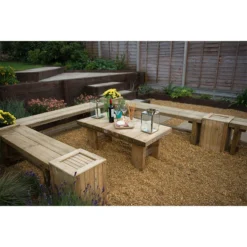 Forest Low Sleeper Wooden Garden Table 4'x2' (1.2x0.6m) -Zen Gardenia Sales lstab12hd 5