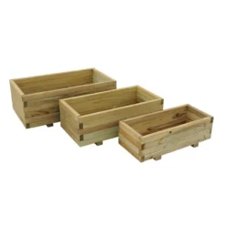 Forest Durham Rectangular Wooden Garden Planter 3'x1'9 (0.9x0.5m) - Set Of 3 -Zen Gardenia Sales mfd83 2 min 5
