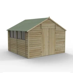 10' X 10' Forest 4Life 25yr Guarantee Overlap Pressure Treated Double Door Apex Wooden Shed (3.2m X 3.02m) -Zen Gardenia Sales opa1010ddm 2