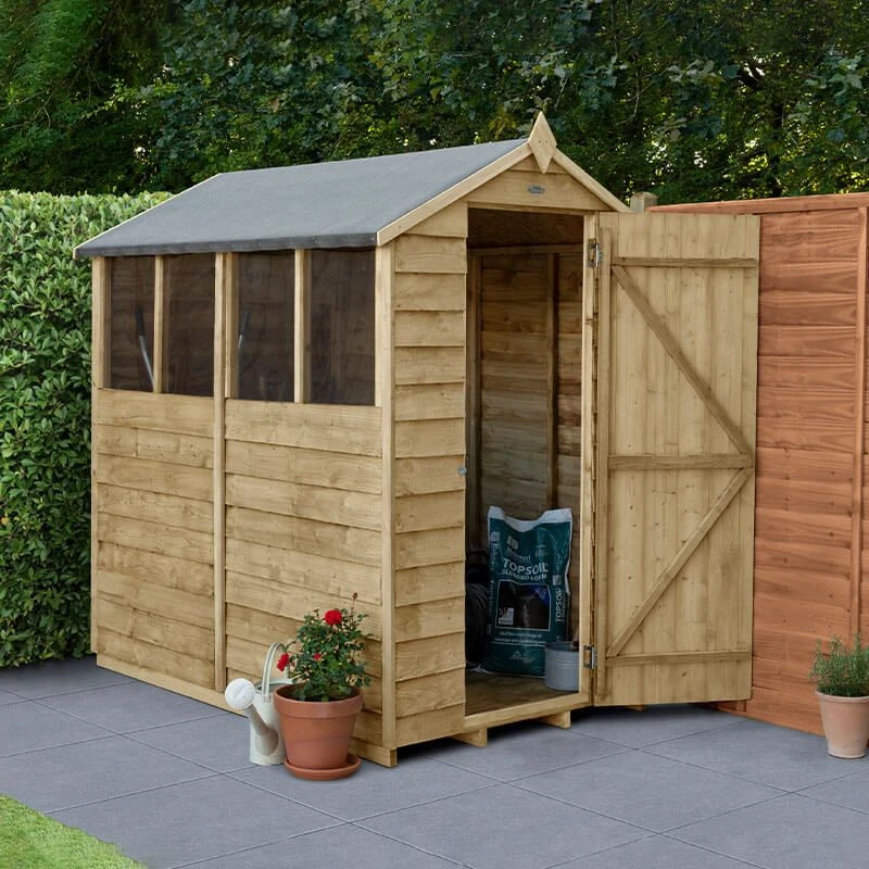 6' X 4' Forest 4Life 25yr Guarantee Overlap Pressure Treated Apex Wooden Shed - 4 Windows (1.89m X 1.34m) 3 6' X 4' Forest 4Life 25yr Guarantee Overlap Pressure Treated Apex Wooden Shed - 4 Windows (1.89m X 1.34m)