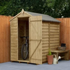 6' X 4' Forest 4Life 25yr Guarantee Overlap Pressure Treated Windowless Apex Wooden Shed (1.89m X 1.34m)