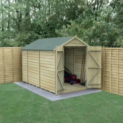 10' X 6' Forest 4Life 25yr Guarantee Overlap Pressure Treated Windowless Double Door Apex Wooden Shed (3.01m X 1.99m)