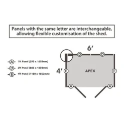 6' X 4' Forest 4Life 25yr Guarantee Overlap Pressure Treated Windowless Double Door Apex Wooden Shed (1.99m X 1.25m) -Zen Gardenia Sales opa64ddnwm 13