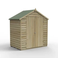 6' X 4' Forest 4Life 25yr Guarantee Overlap Pressure Treated Windowless Double Door Apex Wooden Shed (1.99m X 1.25m) -Zen Gardenia Sales opa64ddnwm 2