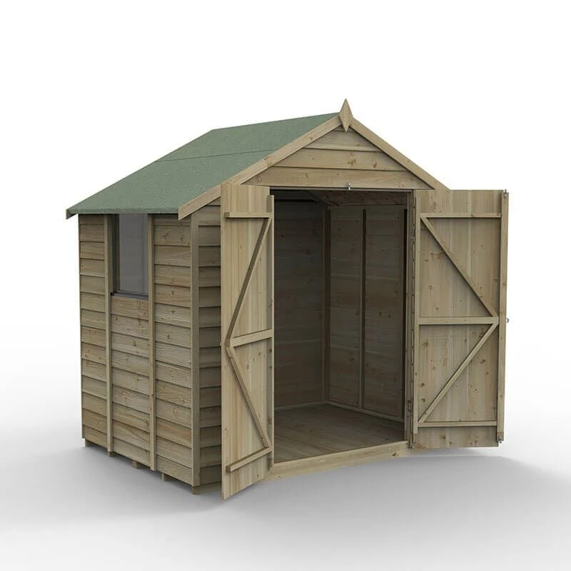 7' X 5' Forest 4Life 25yr Guarantee Overlap Pressure Treated Double Door Apex Wooden Shed (2.32m X 1.54m) 4 7' X 5' Forest 4Life 25yr Guarantee Overlap Pressure Treated Double Door Apex Wooden Shed (2.32m X 1.54m) - Image 2