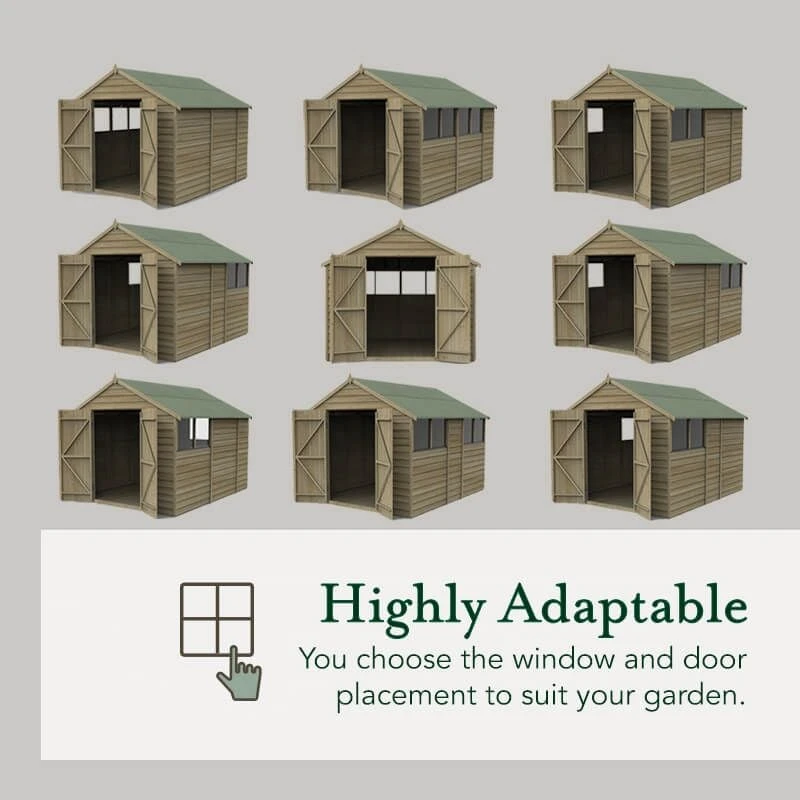 10' X 8' Forest 4Life 25yr Guarantee Overlap Pressure Treated Double Door Apex Wooden Shed (3.02m X 2.61m) 11 10' X 8' Forest 4Life 25yr Guarantee Overlap Pressure Treated Double Door Apex Wooden Shed (3.02m X 2.61m) - Image 9