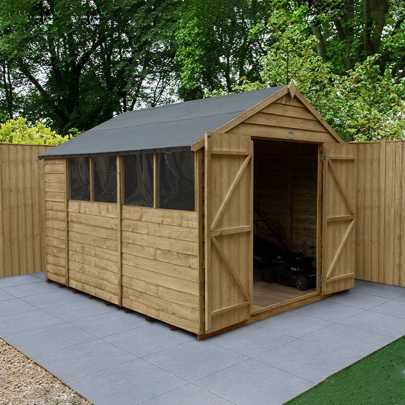 10' X 8' Forest 4Life 25yr Guarantee Overlap Pressure Treated Double Door Apex Wooden Shed (3.02m X 2.61m) 3 10' X 8' Forest 4Life 25yr Guarantee Overlap Pressure Treated Double Door Apex Wooden Shed (3.02m X 2.61m)