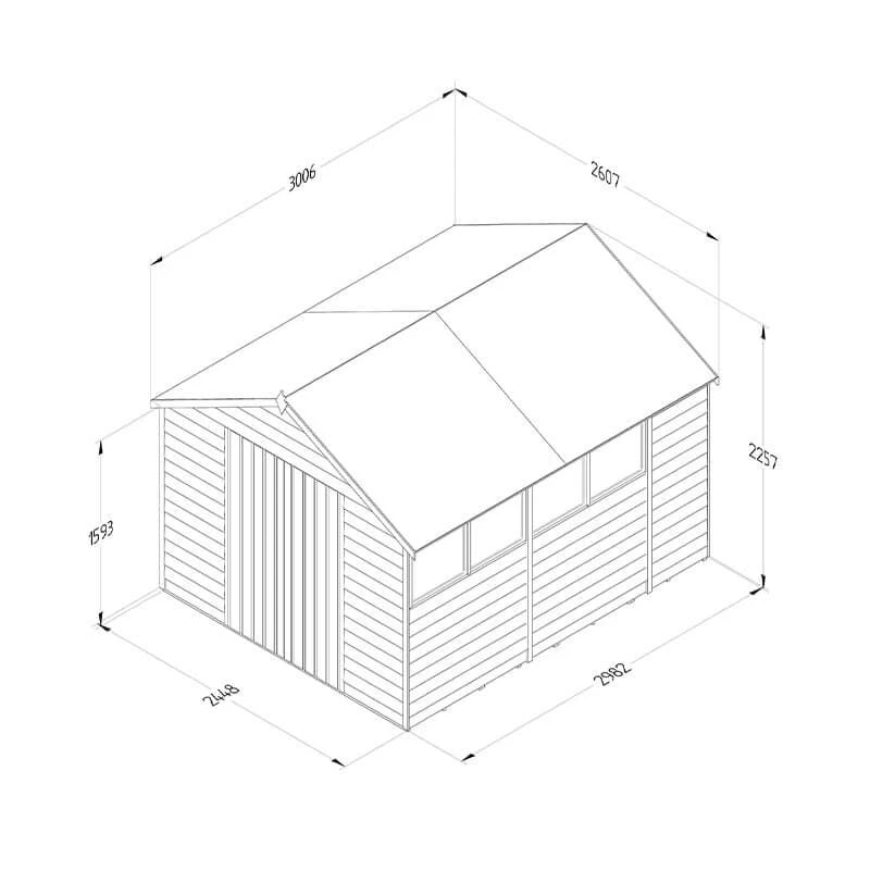 10' X 8' Forest 4Life 25yr Guarantee Overlap Pressure Treated Double Door Apex Wooden Shed (3.02m X 2.61m) 5 10' X 8' Forest 4Life 25yr Guarantee Overlap Pressure Treated Double Door Apex Wooden Shed (3.02m X 2.61m) - Image 3