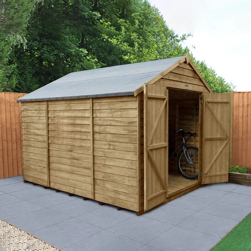 10' X 8' Forest 4Life 25yr Guarantee Overlap Pressure Treated Windowless Double Door Apex Wooden Shed (3.02m X 2.61m) 3 10' X 8' Forest 4Life 25yr Guarantee Overlap Pressure Treated Windowless Double Door Apex Wooden Shed (3.02m X 2.61m)