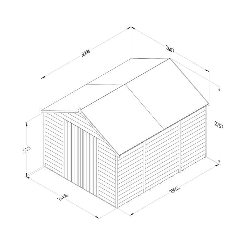 10' X 8' Forest 4Life 25yr Guarantee Overlap Pressure Treated Windowless Double Door Apex Wooden Shed (3.02m X 2.61m) 5 10' X 8' Forest 4Life 25yr Guarantee Overlap Pressure Treated Windowless Double Door Apex Wooden Shed (3.02m X 2.61m) - Image 3