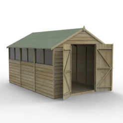12' X 8' Forest 4Life 25yr Guarantee Overlap Pressure Treated Double Door Apex Wooden Shed (3.61m X 2.61m) -Zen Gardenia Sales opa812ddm 1
