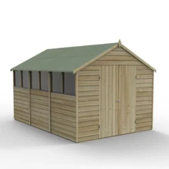 12' X 8' Forest 4Life 25yr Guarantee Overlap Pressure Treated Double Door Apex Wooden Shed (3.61m X 2.61m) -Zen Gardenia Sales opa812ddm 2