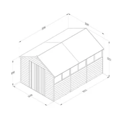 12' X 8' Forest 4Life 25yr Guarantee Overlap Pressure Treated Double Door Apex Wooden Shed (3.61m X 2.61m) -Zen Gardenia Sales opa812ddm 4