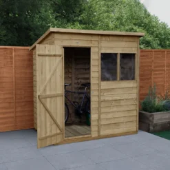 6' X 4' Forest 4Life 25yr Guarantee Overlap Pressure Treated Pent Wooden Shed (1.98m X 1.39m)