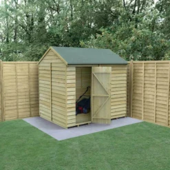 8' X 6' Forest 4Life 25yr Guarantee Overlap Pressure Treated Windowless Reverse Apex Wooden Shed (2.42m X 1.99m)