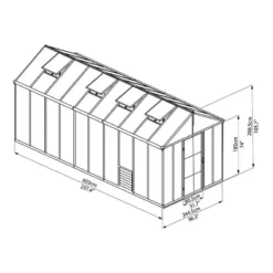 8'x20' Palram Canopia Glory Grey Large Polycarbonate Greenhouse (2.4x6m) -Zen Gardenia Sales palram greenhouses glory 8x20 drawing isoview