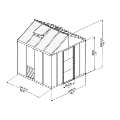 8'x8' Palram Canopia Glory Grey Walk In Polycarbonate Greenhouse (2.4x2.4m) -Zen Gardenia Sales palram greenhouses glory 8x8 drawing isoview