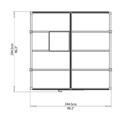 8'x8' Palram Canopia Glory Grey Walk In Polycarbonate Greenhouse (2.4x2.4m) -Zen Gardenia Sales palram greenhouses glory 8x8 drawing topview