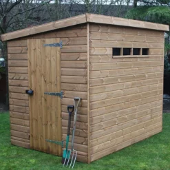 7' X 5' Traditional Shiplap Pent Security Wooden Garden Shed (2.14m X 1.52m) 20 7' X 5' Traditional Shiplap Pent Security Wooden Garden Shed (2.14m X 1.52m) -Zen Gardenia Sales pent security sheds insitu1 min 5