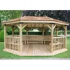 17'x12' (5.1x3.6m) Premium Oval Furnished Wooden Garden Gazebo With New England Cedar Roof - Seats Up To 22 People