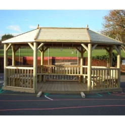 20'x15' (6x4.7m) Premium Wooden Furnished Garden Gazebo With Timber Roof - Seats Up To 27 People -Zen Gardenia Sales pog6mttin 6m oval gazebo trad main 1