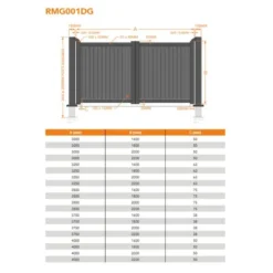 Devon Premium Aluminium Driveway Double Gates - Black -Zen Gardenia Sales rmg001dg devon premium aluminium swing gate drawing min 2