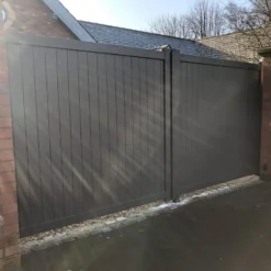 Devon Premium Aluminium Driveway Double Gates - Grey -Zen Gardenia Sales rmg001dggrey devon premium aluminium swing gate insitu3 min