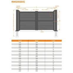 Exeter Premium Aluminium Driveway Double Gates - Grey -Zen Gardenia Sales rmg002dg exeter premium aluminium double swing gate drawing min 1 1