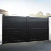 Exeter Premium Aluminium Driveway Double Gates - Black 2 Exeter Premium Aluminium Driveway Double Gates - Black -Zen Gardenia Sales rmg002dgblack exeter premium aluminium double swing gate insitu1 min 1
