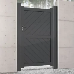 Barnstaple Premium Aluminium Side Gate - Black -Zen Gardenia Sales rmg003pgblack barnstaple premium aluminium pedestrian gate insitu1 min