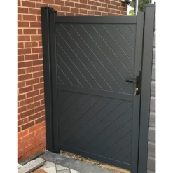 Barnstaple Premium Aluminium Side Gate - Grey -Zen Gardenia Sales rmg003pggrey barnstaple premium aluminium pedestrian gate insitu2 min