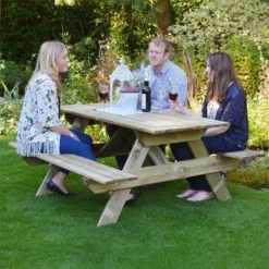Forest Small Rectangular Wooden Garden Picnic Table 5'x5' (1.5x1.5m)