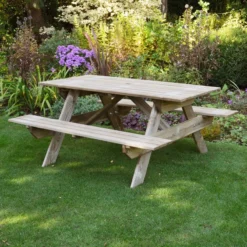 Forest Small Rectangular Wooden Garden Picnic Table 5'x5' (1.5x1.5m) -Zen Gardenia Sales rpt150hd 03