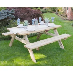Forest Large Rectangular Wooden Garden Picnic Table 6'x5' (1.8x1.5m) -Zen Gardenia Sales rpt177hd 1