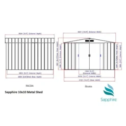 10' X 10' Sapphire Apex Anthracite Metal Shed (3.22m X 3.02m) 17 10' X 10' Sapphire Apex Anthracite Metal Shed (3.22m X 3.02m) -Zen Gardenia Sales sapphire1010ag sapphire 10x10 anthracite dimensions