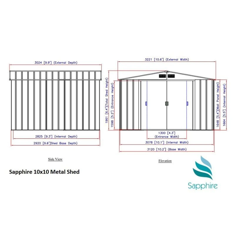 10' X 10' Sapphire Apex Anthracite Metal Shed (3.22m X 3.02m) 8 10' X 10' Sapphire Apex Anthracite Metal Shed (3.22m X 3.02m) - Image 6