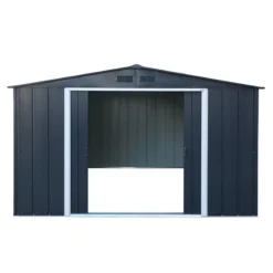 10' X 8' Sapphire Apex Anthracite Metal Shed (3.22m X 2.42m) -Zen Gardenia Sales sapphire108anth 2021 sapphire apex metal shed 10x8 anthracite new look cutout3 min