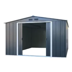 10' X 8' Sapphire Apex Anthracite Metal Shed (3.22m X 2.42m) -Zen Gardenia Sales sapphire108anth 2021 sapphire apex metal shed 10x8 anthracite new look cutout5 min